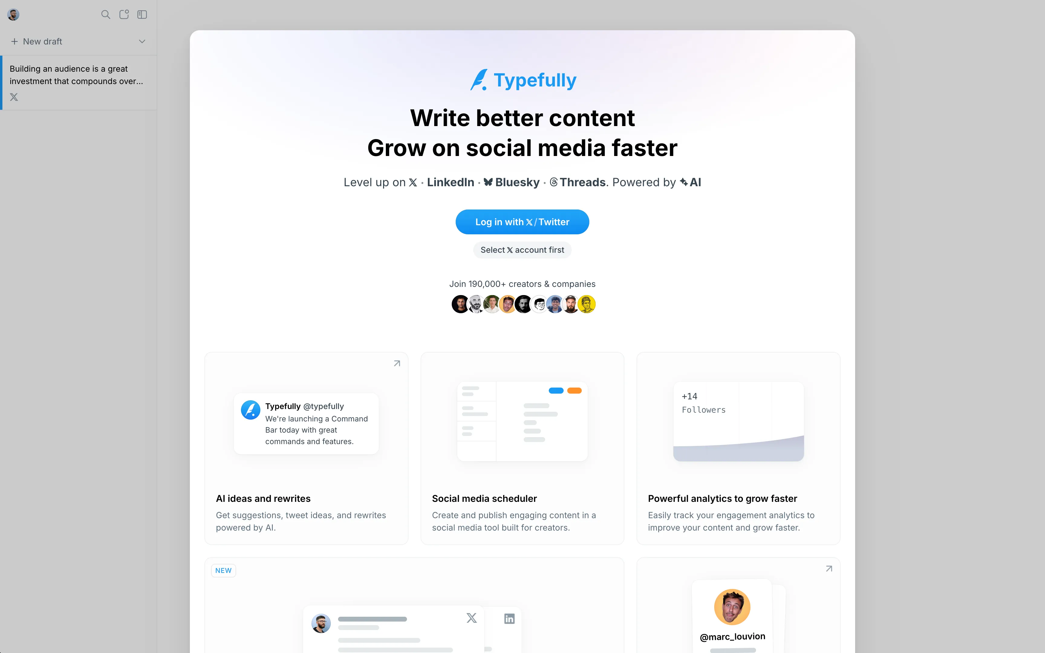 Screenshot of Typefully Landing Page