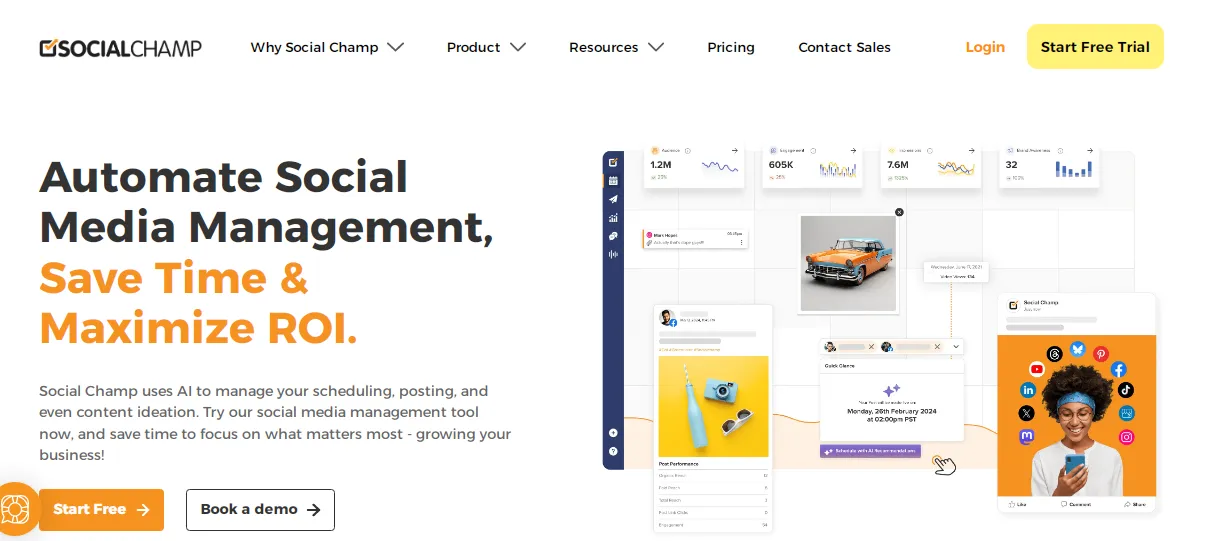 Screenshot of Social Champ Landing Page