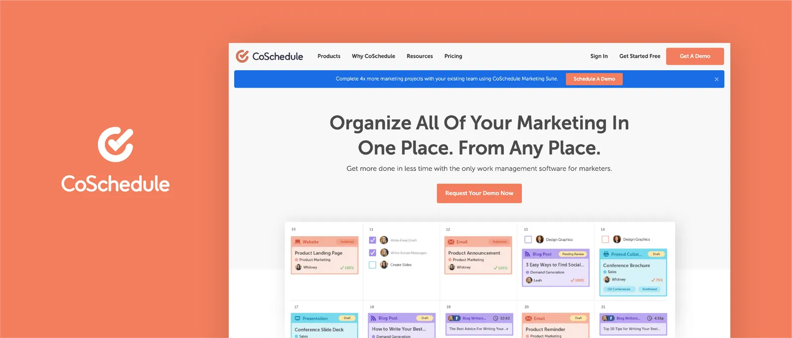 Screenshot of CoSchedule Landing Page