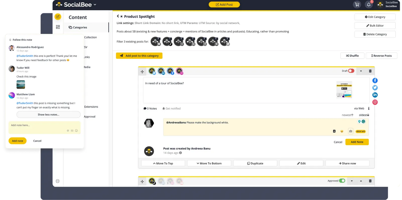 Screenshot of SocialBee Landing Page