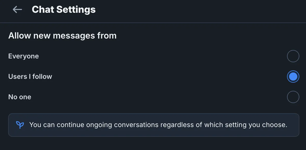 Bluesky's Direct Messages (DMs) Settings