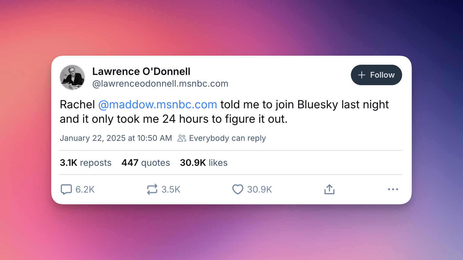 Text Post Example on Bluesky