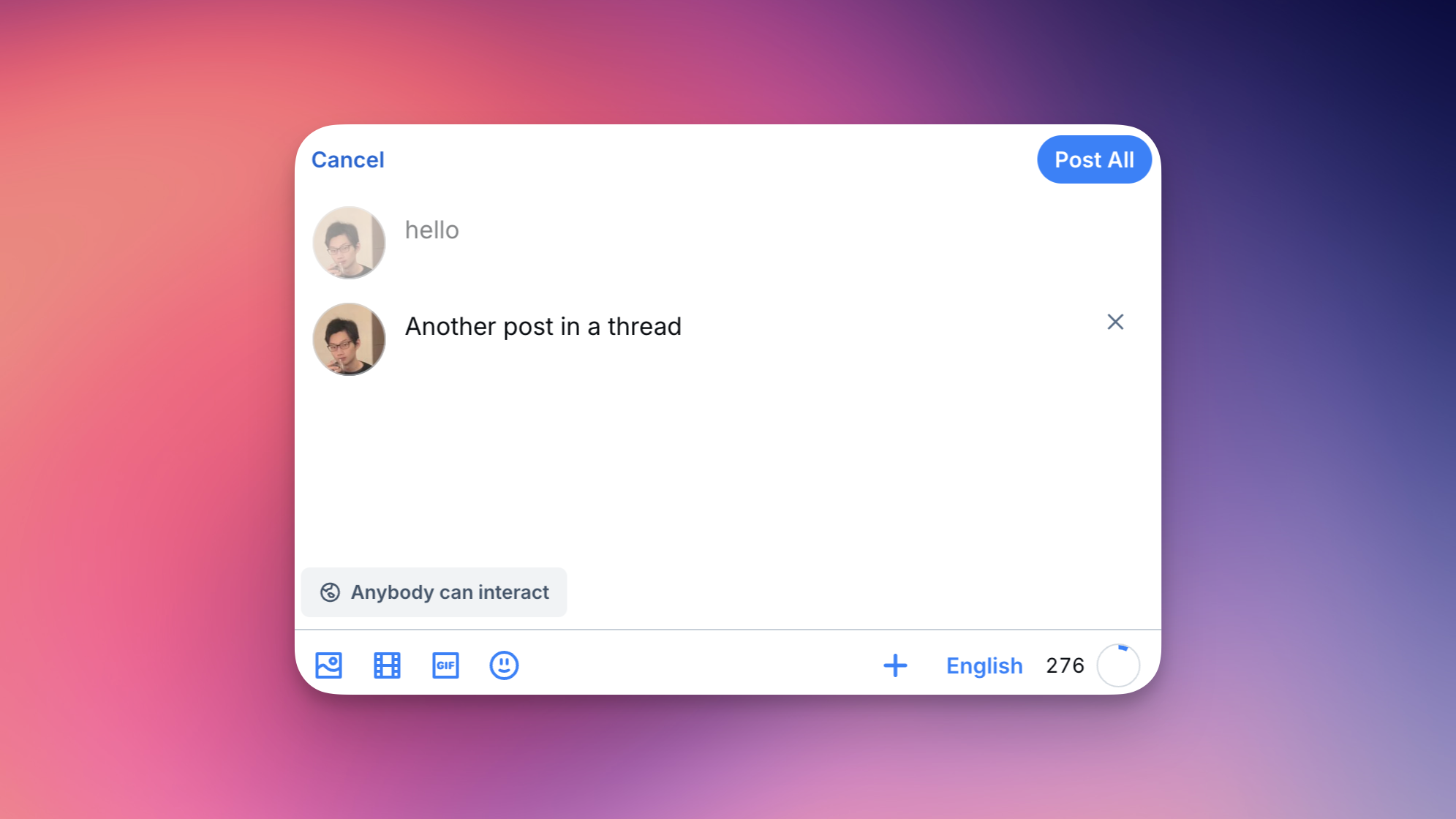 Thread Button on Bluesky